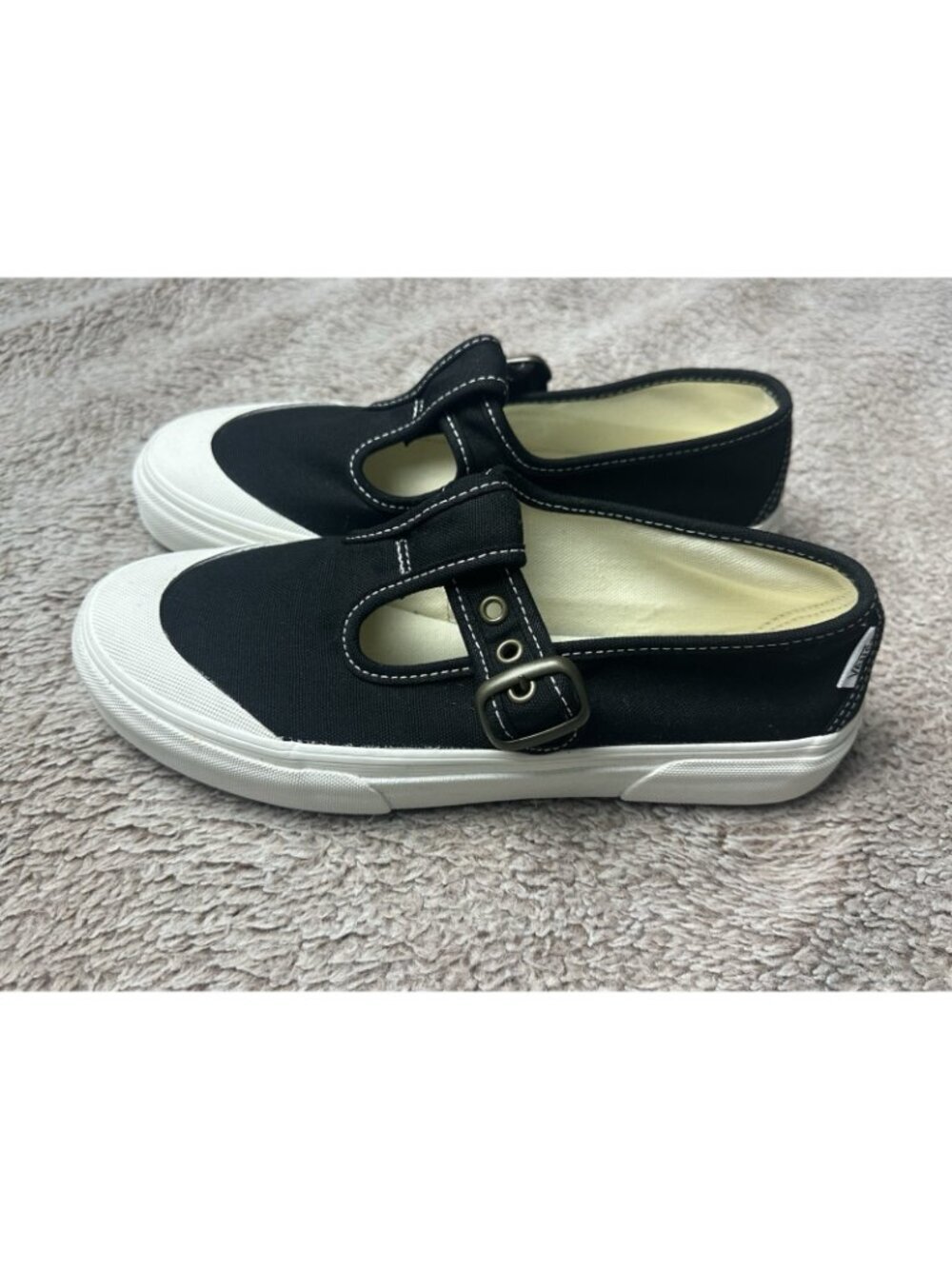 Vans Style 93 Mary Jane Women Size 7.5 Black White Canvas Buckle Shoes NEW - Picture 4 of 15
